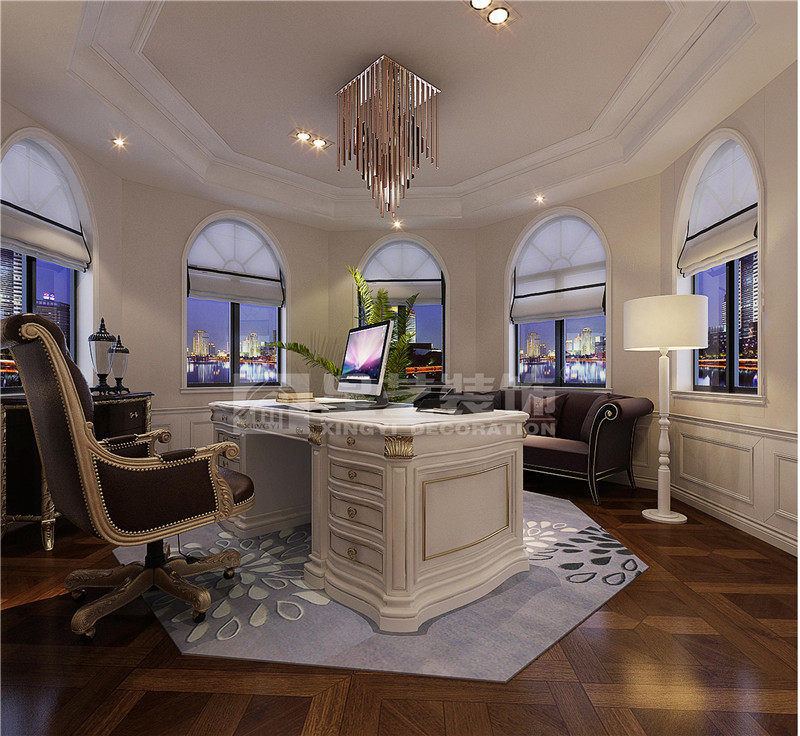 濱江花園別墅450平法式風格書房裝修效果圖