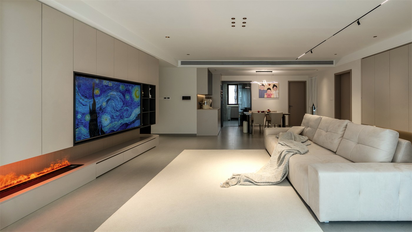 保利天悅臺143平現(xiàn)代風格客廳裝修實景圖